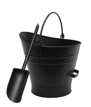 Coal Hod / Pellet Bucket w/ Scoop / PC - Black