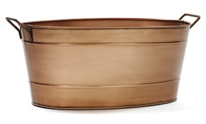 Oval Tub w/  Wrought Iron Handles   / Copper