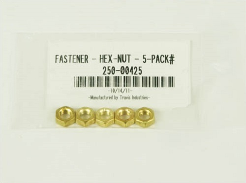 FASTENER - HEX NUT 5-PACK#  BRASS 3/8-16 - JAMB/TOP-LOCK